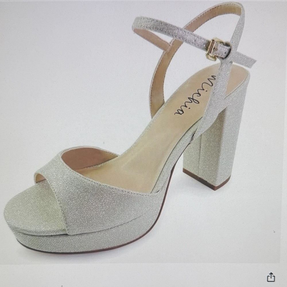 Chic Silver Block Heel Sandals by [Brand]